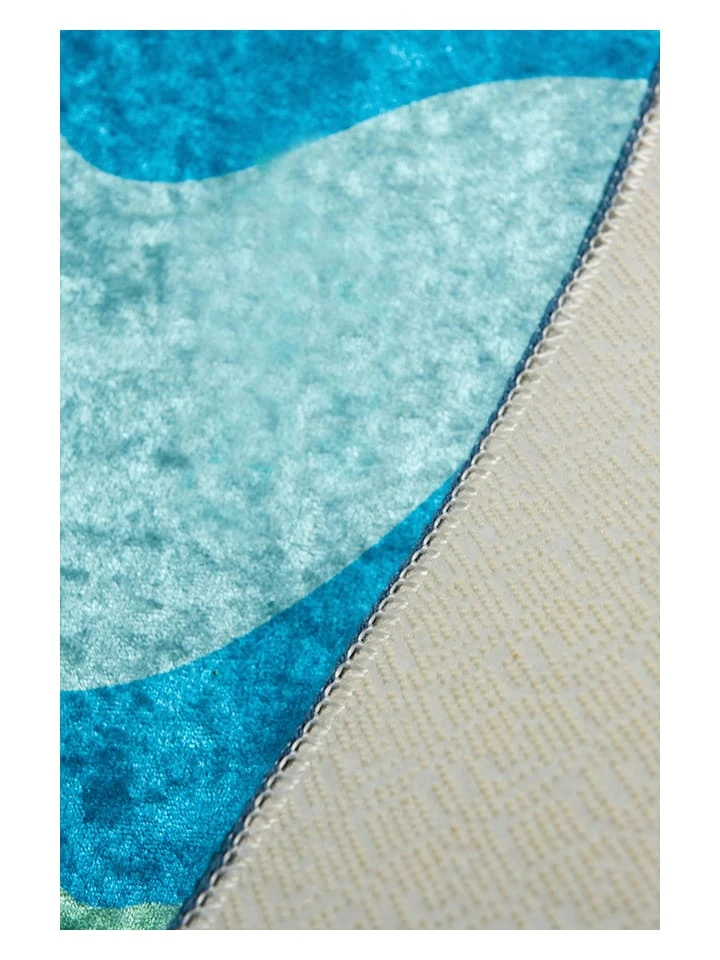 ABERTO DESIGN Kurzflor-Teppich "World Map" In Blau/ Bunt – Bild 5