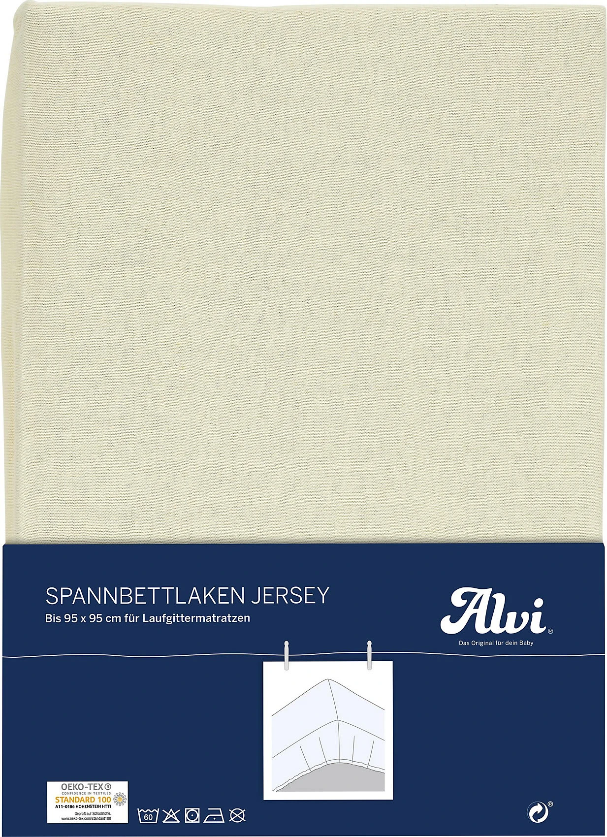 Alvi Spannbettlaken, Jersey, Beige, 95 X 95 Cm
