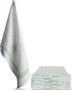 Aspero 10 Geschirrtücher Classic In Weiß/Grün