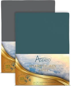 Aspero 2 X Spannbettlaken Aus Bio-Baumwolle In Anthrazit/Petrol