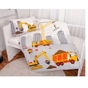 Baby Best® Flanell-Bettwäsche Baustelle 40x60 / 100x135 Cm In Weiß – Bild 2
