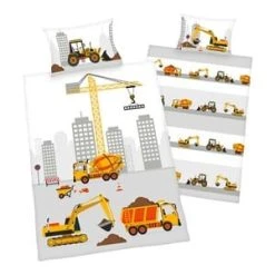 Baby Best® Flanell-Bettwäsche Baustelle 40x60 / 100x135 Cm In Weiß