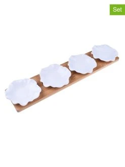 Bambum 5tlg. Servierset In Natur/ Weiß - (L)10 X (B)38 X (H)3,5 Cm