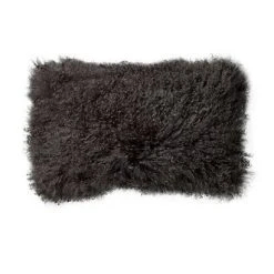 Bloomingville Kissen Mongolisches Lammfell Dunkelgrau