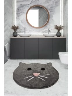 Colorful Cotton Badvorleger "Cat" In Anthrazit