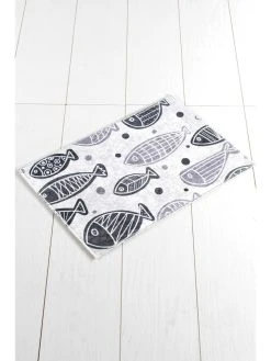 Colorful Cotton Badvorleger "Fish" In Grau/ Weiß