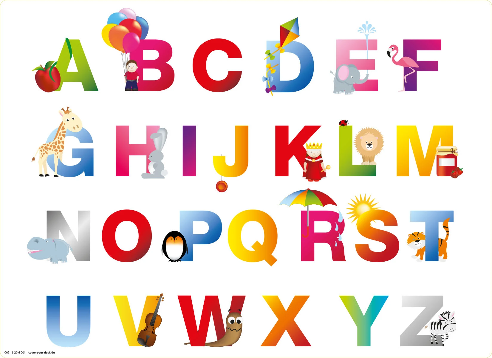 Cover-your-desk.de Tischset I Platzset Abwaschbar - ABC - Aus Erstklassigem Vinyl (Kunststoff Ð BPA-frei) - 1 Stück - 44 X 32 Cm - Rutschfeste Tischdekoration – Bild 2