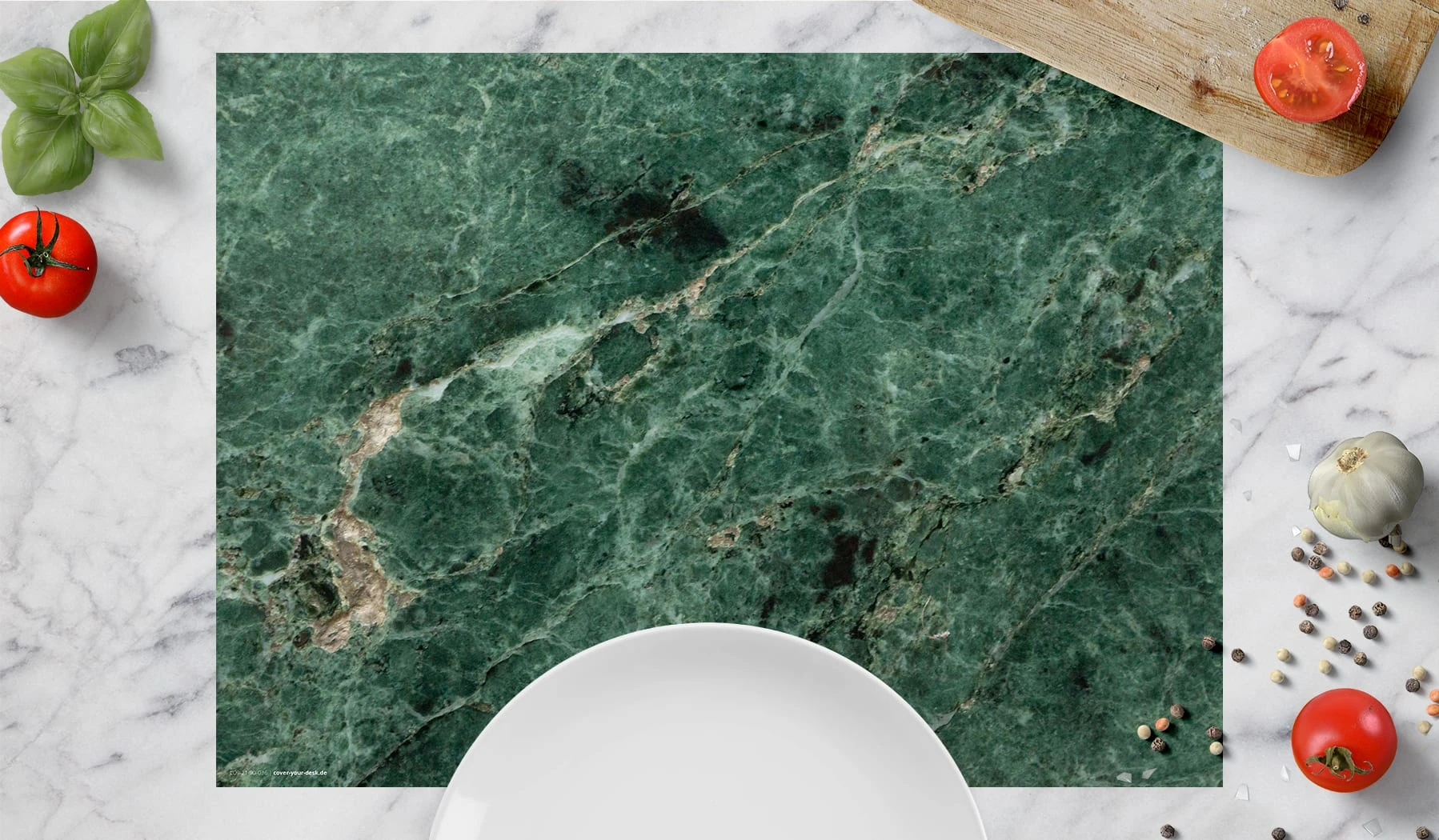 Cover-your-desk.de Tischsets I Platzsets Abwaschbar - Grüner Marmor Natur- Aus Erstklassigem Vinyl (Kunststoff Ð BPA-frei) - 4 Stück - 44 X 32 Cm - Rutschfeste Tischdekoration – Bild 2