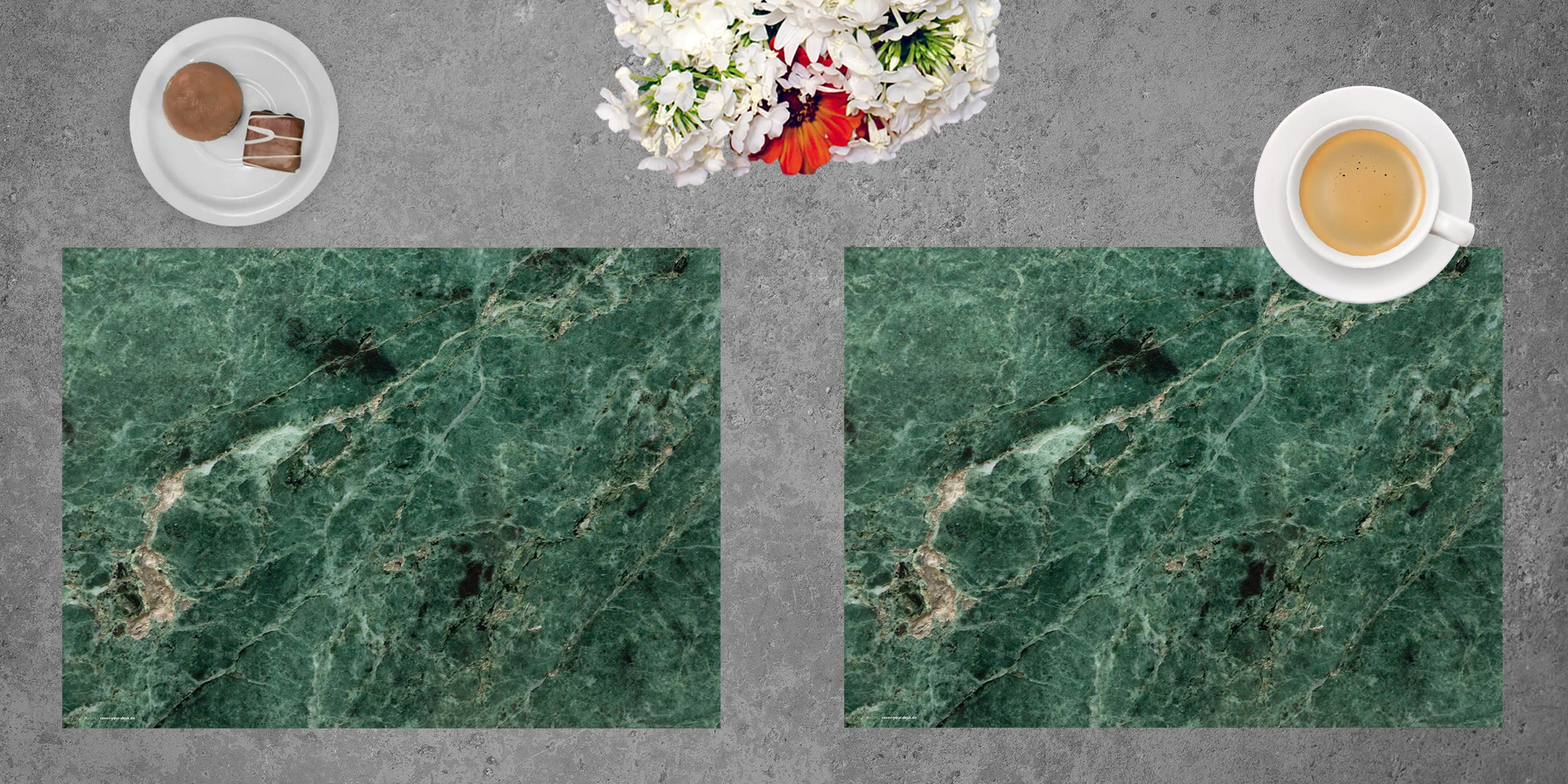 Cover-your-desk.de Tischsets I Platzsets Abwaschbar - Grüner Marmor Natur- Aus Erstklassigem Vinyl (Kunststoff Ð BPA-frei) - 4 Stück - 44 X 32 Cm - Rutschfeste Tischdekoration – Bild 3