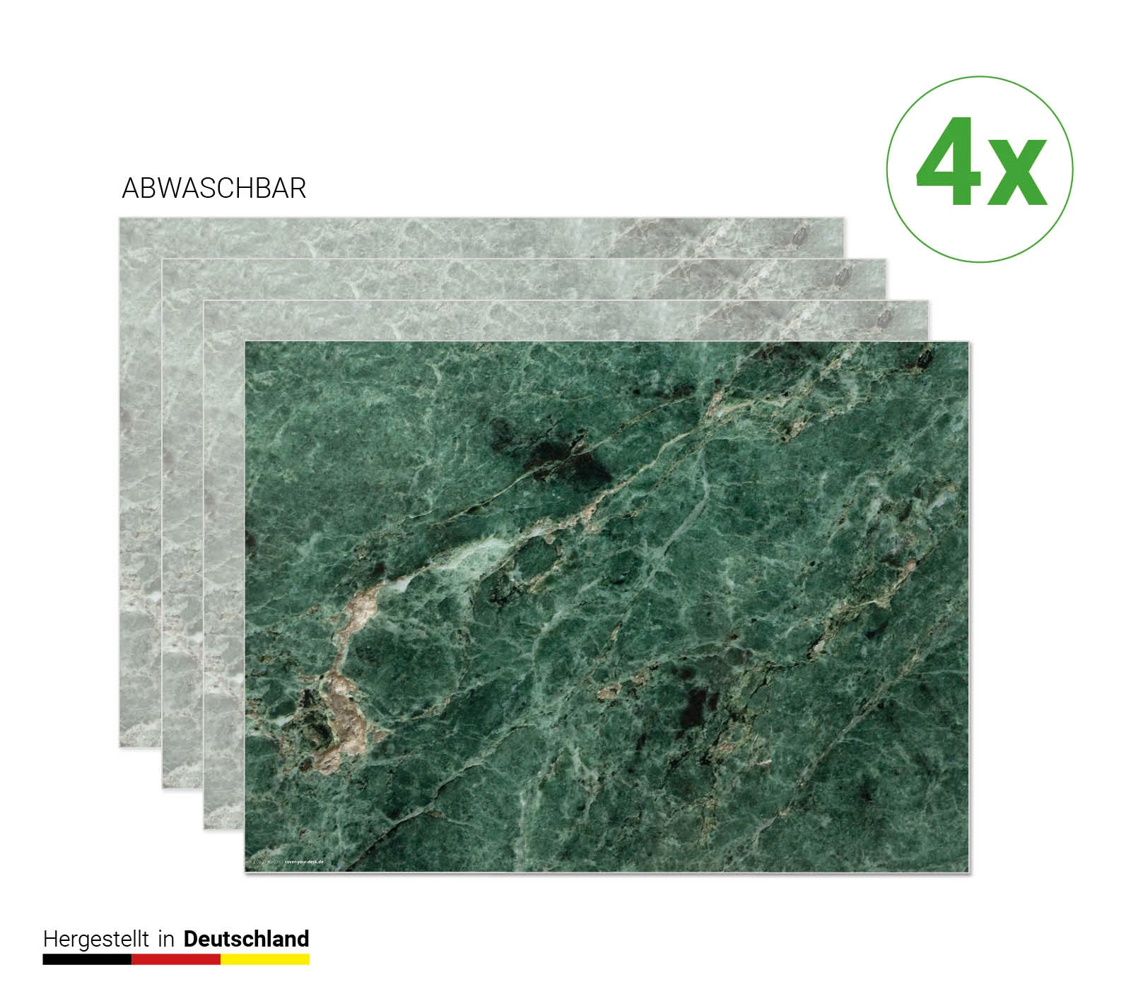 Cover-your-desk.de Tischsets I Platzsets Abwaschbar - Grüner Marmor Natur- Aus Erstklassigem Vinyl (Kunststoff Ð BPA-frei) - 4 Stück - 44 X 32 Cm - Rutschfeste Tischdekoration – Bild 4