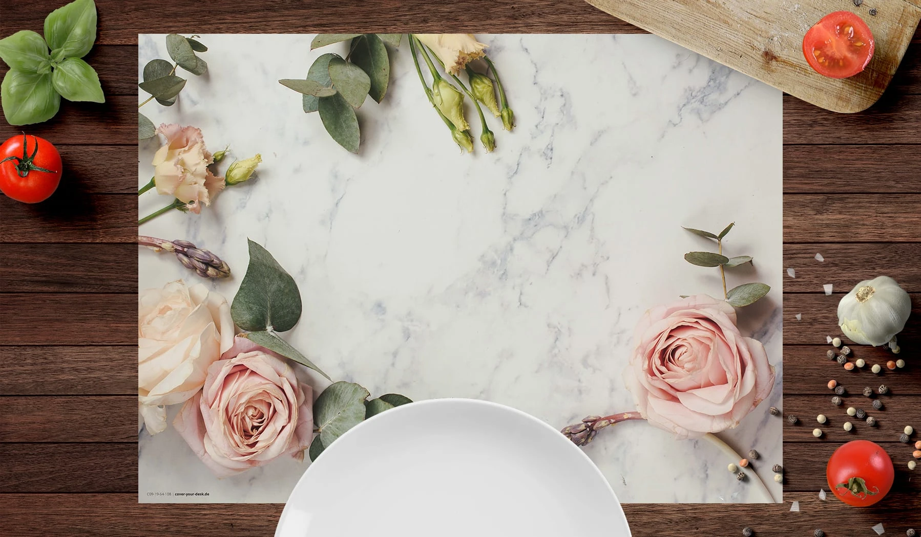 Cover-your-desk.de Tischsets I Platzsets Abwaschbar - Rosen Auf Marmor - Aus Erstklassigem Vinyl (Kunststoff Ð BPA-frei) - 4 Stück - 44 X 32 Cm - Rutschfeste Tischdekoration – Bild 2