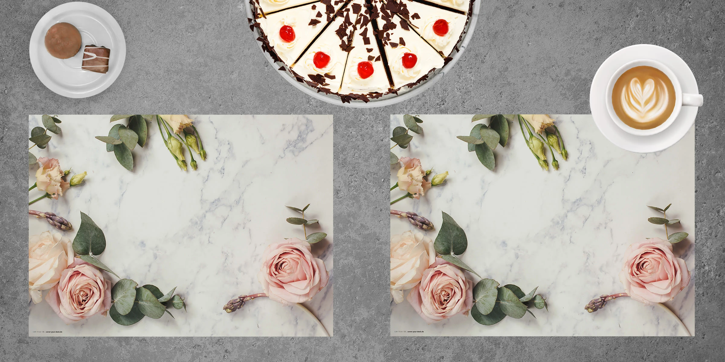 Cover-your-desk.de Tischsets I Platzsets Abwaschbar - Rosen Auf Marmor - Aus Erstklassigem Vinyl (Kunststoff Ð BPA-frei) - 4 Stück - 44 X 32 Cm - Rutschfeste Tischdekoration – Bild 3