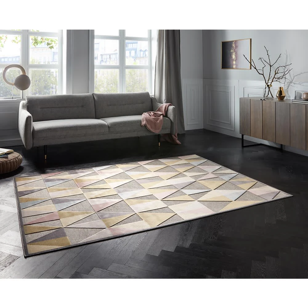 ELLE DECORATION Viskose Teppich Creuse Hellgrau Pastellbunt – Bild 3