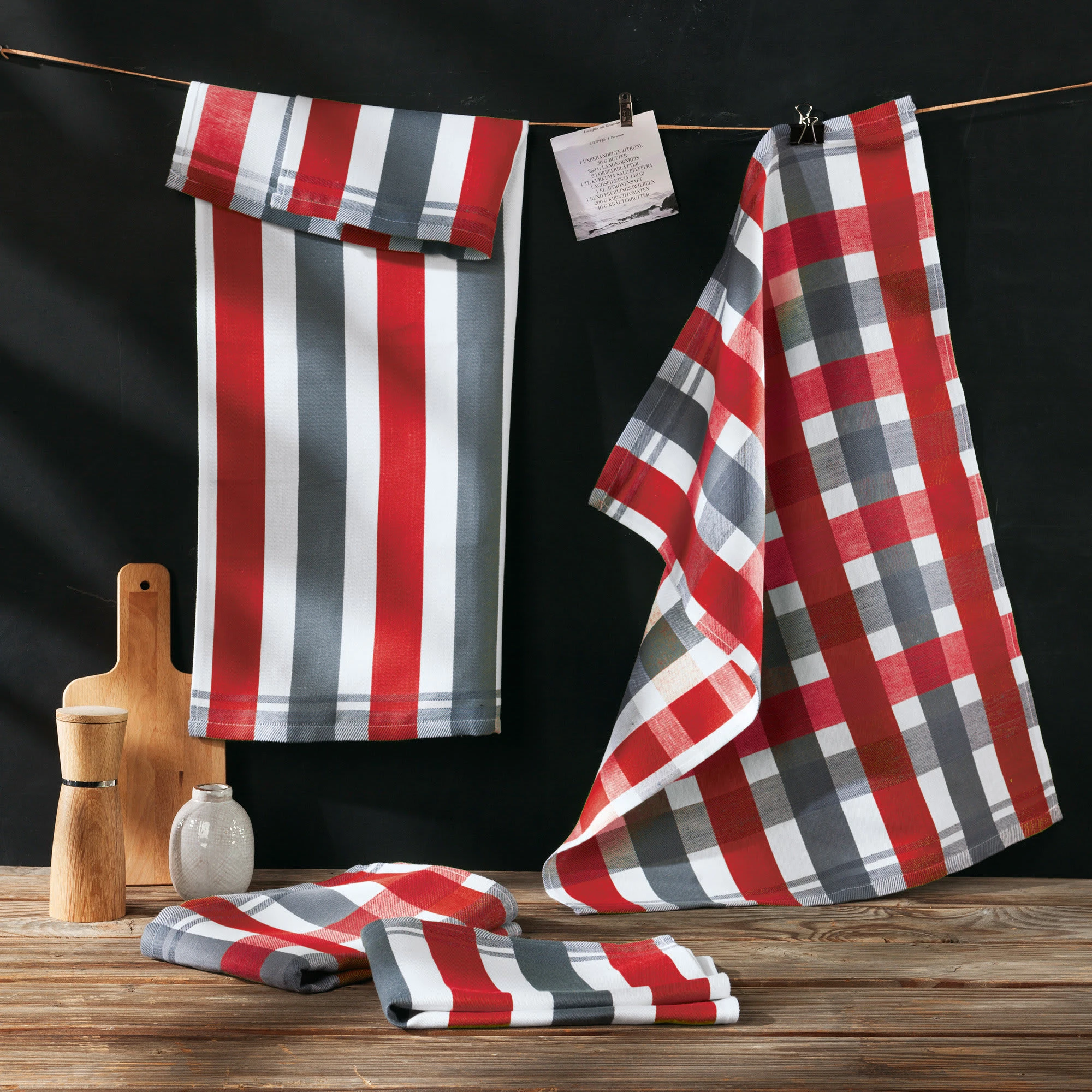 Erwin Müller Geschirrtuch 4er-Pack In Rot-grau – Bild 4
