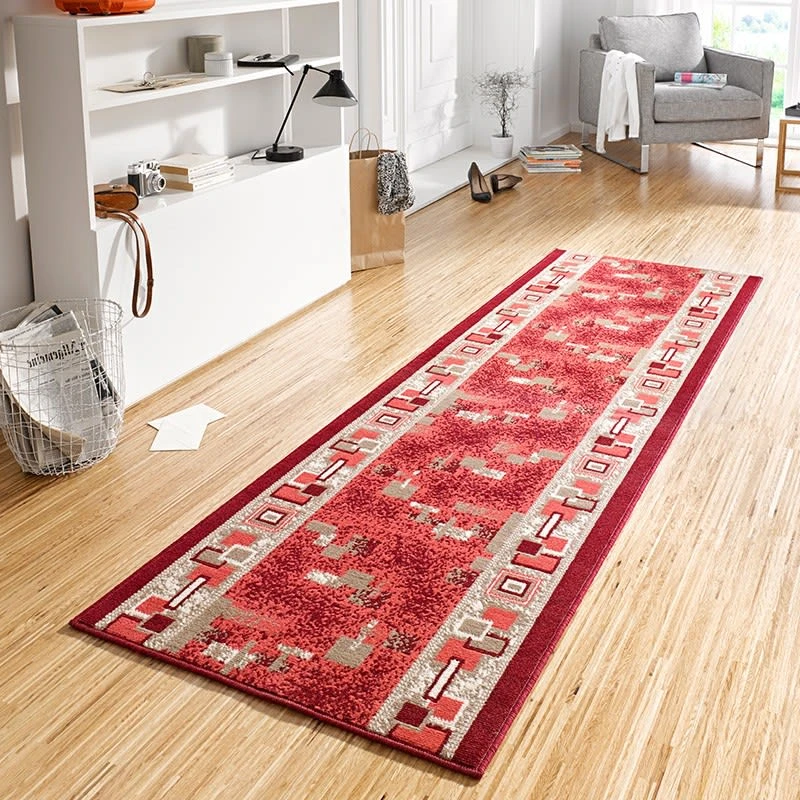 Hanse Home Kurzflor Teppich Läufer Cube Rot – Bild 2