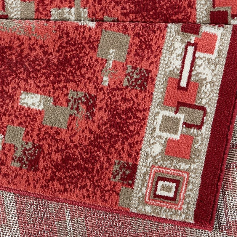 Hanse Home Kurzflor Teppich Läufer Cube Rot – Bild 3