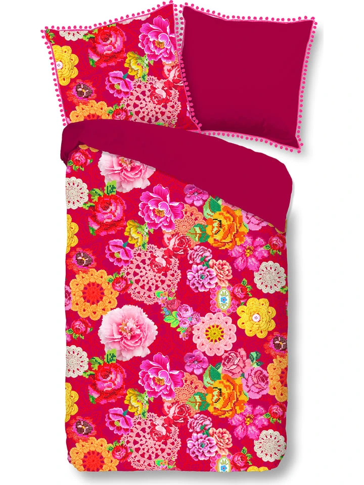 Happiness Perkal-Bettwäsche-Set "Woodstock" In Rot/ Bunt