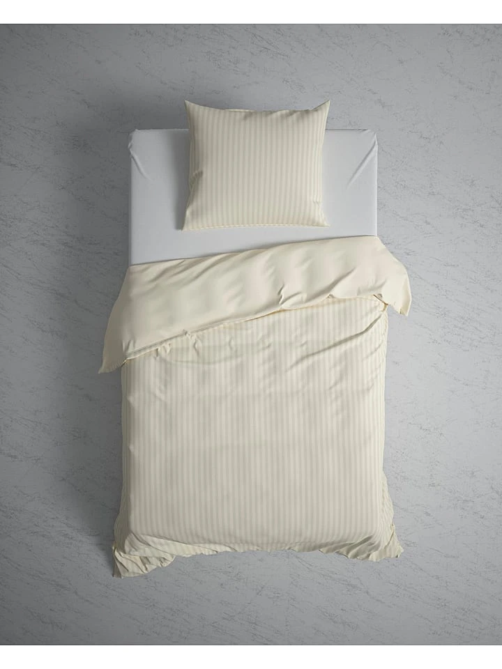 Heckett & Lane Satin-Bettwäsche-Set "Banda" In Creme – Bild 3