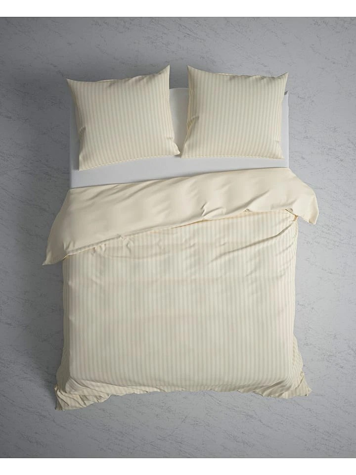 Heckett & Lane Satin-Bettwäsche-Set "Banda" In Creme – Bild 4