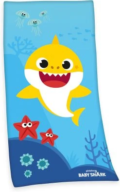 Herding Baby Shark Velourstuch, 75x150 Cm, Blau