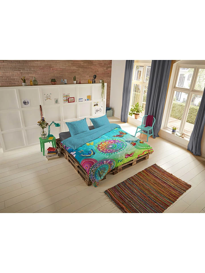HIP Satin-Bettwäsche-Set "Mystic" In Türkis/ Bunt – Bild 3