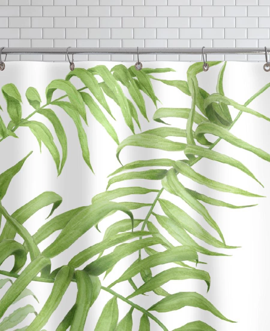 Juniqe Duschvorhang "Tropical No.1" In Grün & Weiß – Bild 2