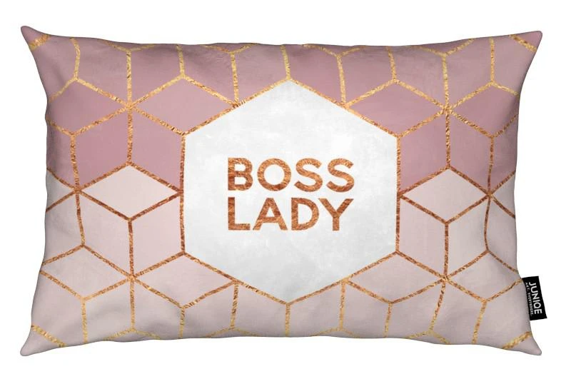 Juniqe Kissen "Boss Lady" In Rosa & Weiß