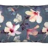 Juniqe Kissen "Butterflies & Hibiscus Flowers" In Grau & Rosa