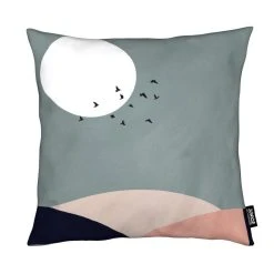 Juniqe Kissen "Hillscape II" In Grau & Rot