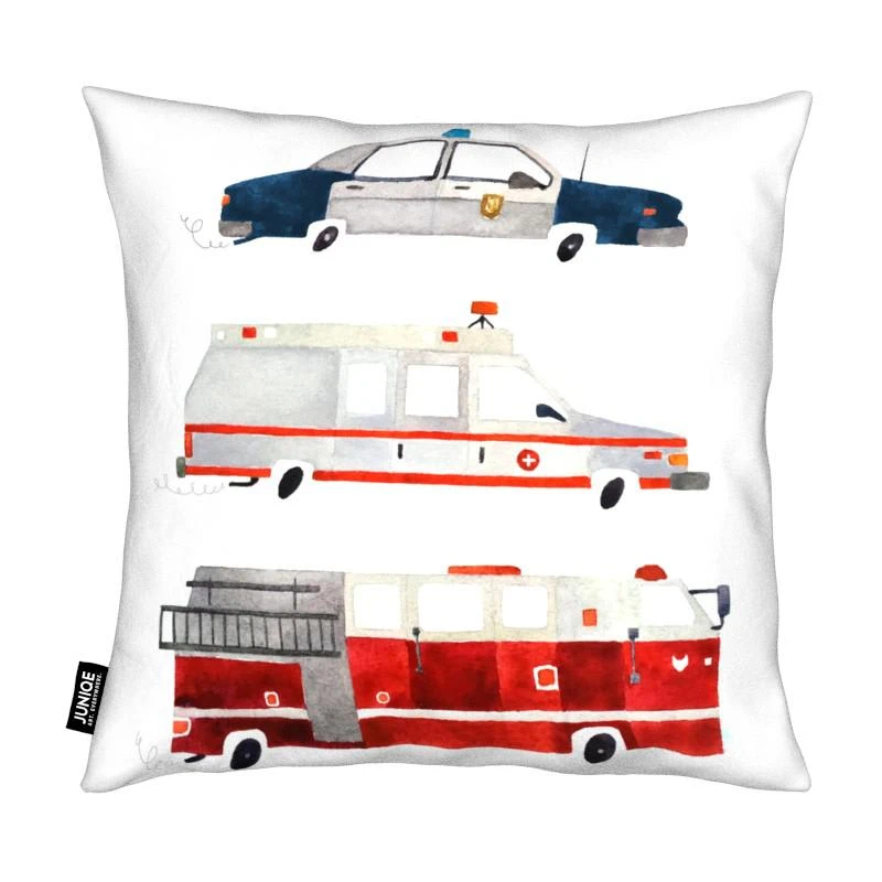 Juniqe Kissen "Sirens On The Road" In Rot & Weiß – Bild 2