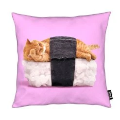 Juniqe Kissen "Sushi Cat" In Orange & Rosa