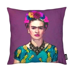 Juniqe Kissen "Trendy Frida" In Blau & Rosa