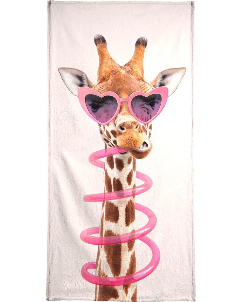 Juniqe Strandtuch "Thirsty Giraffe" In Braun & Rosa