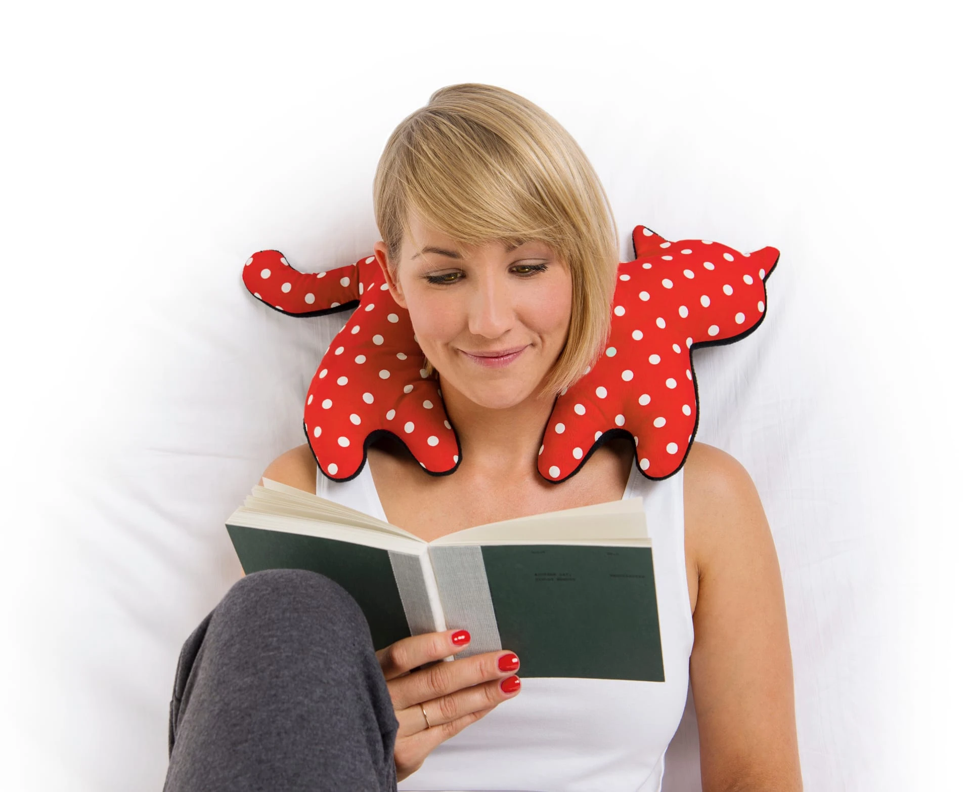 Leschi Nackenkissen "Katze Feline" In Polka Dot Rot – Bild 2