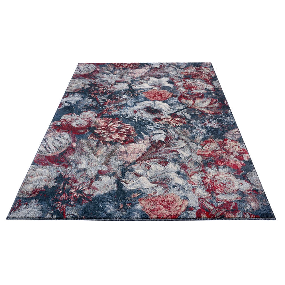 Mint Rugs Kurzflor Teppich Flower Symphony Blau Rot – Bild 2