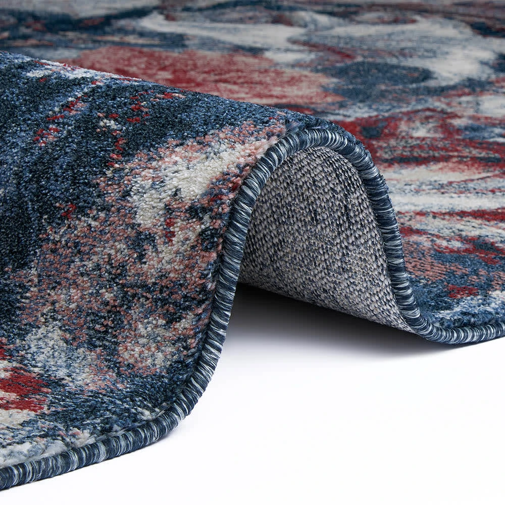 Mint Rugs Kurzflor Teppich Flower Symphony Blau Rot – Bild 3