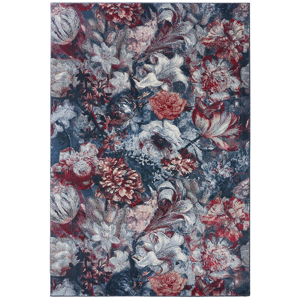 Mint Rugs Kurzflor Teppich Flower Symphony Blau Rot