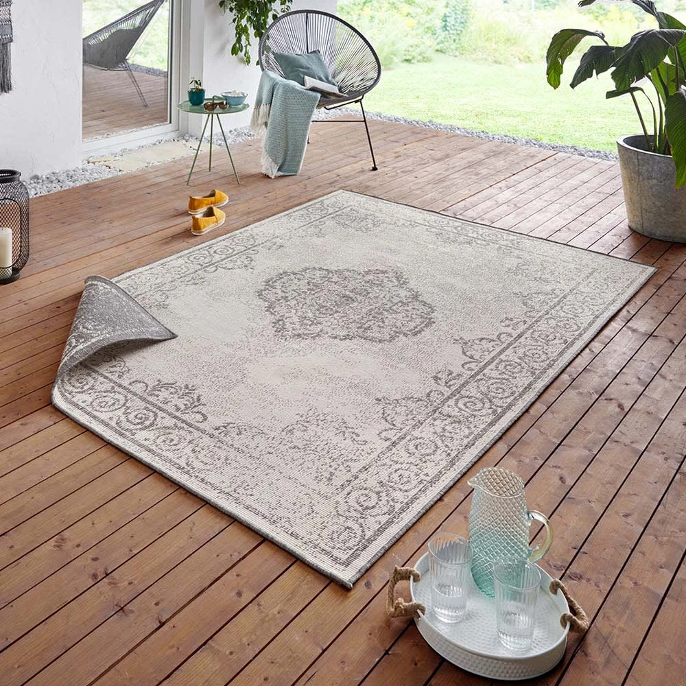 Northrugs In- & Outdoor Wendeteppich Cebu Grau Creme – Bild 4