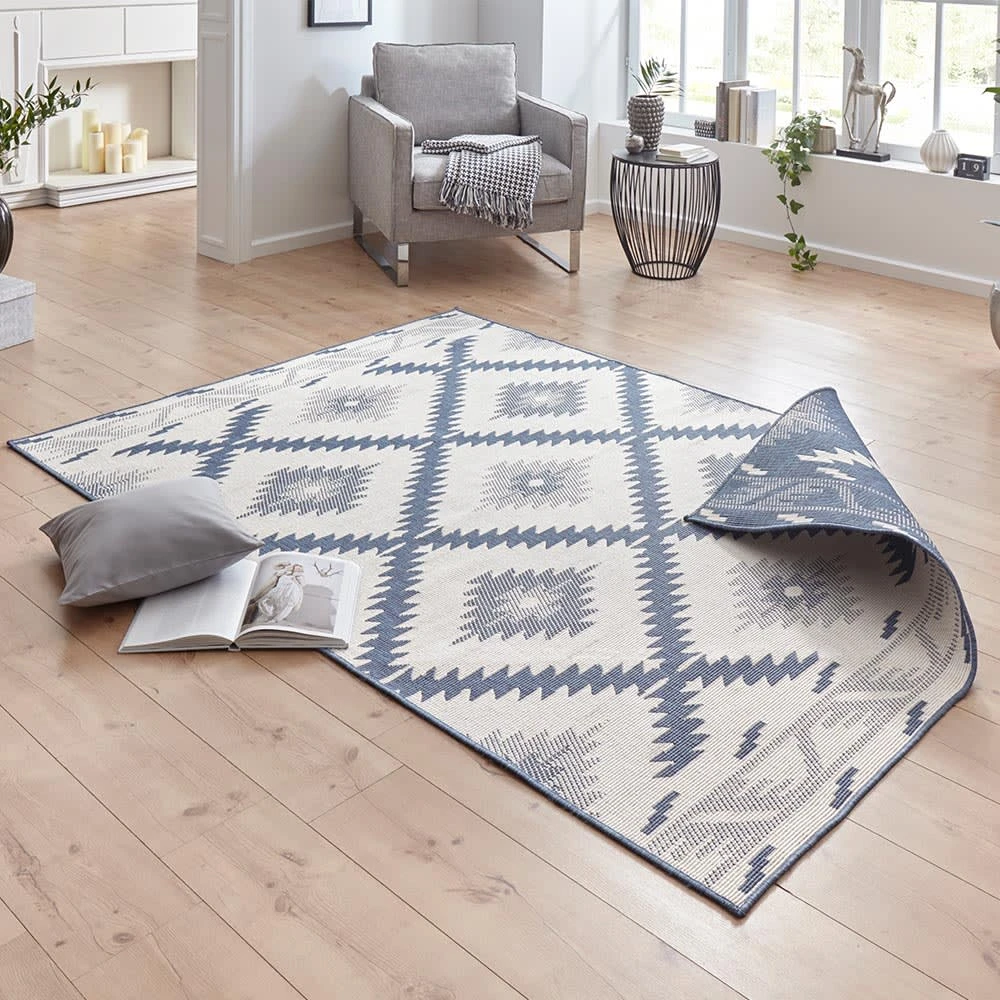 Northrugs In- & Outdoor Wendeteppich Malibu Blau Creme – Bild 5