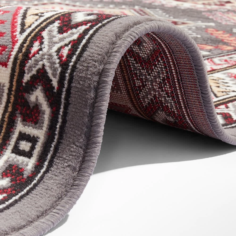 Nouristan Orientalischer Kurzflor Teppich Saricha Belutsch Grau