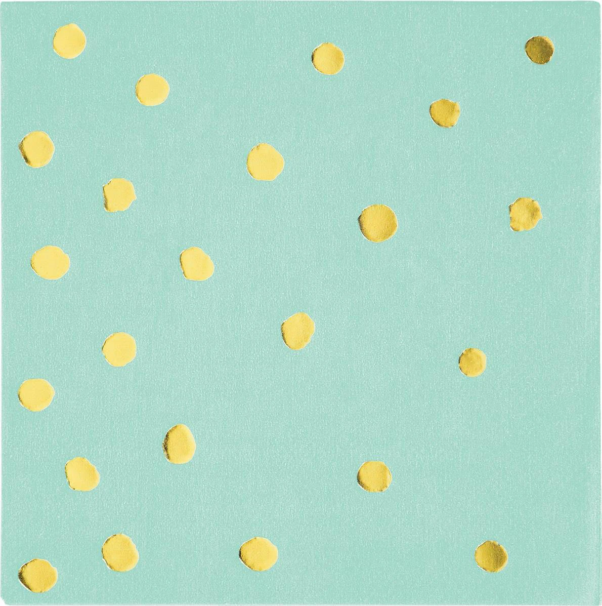 Partystrolche Servietten Folienaufdruck Punkte Gold Mint, 25 Cm, 16 Stück