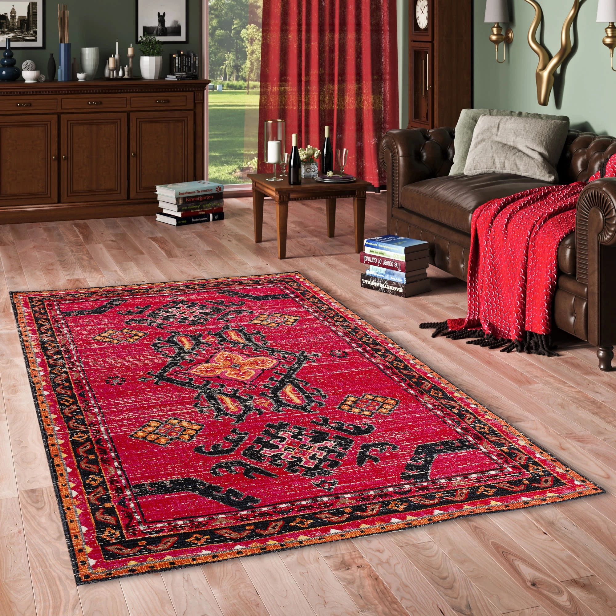 Pergamon Designer Teppich Vintage Zoe Orient Bordüre In Rot – Bild 5