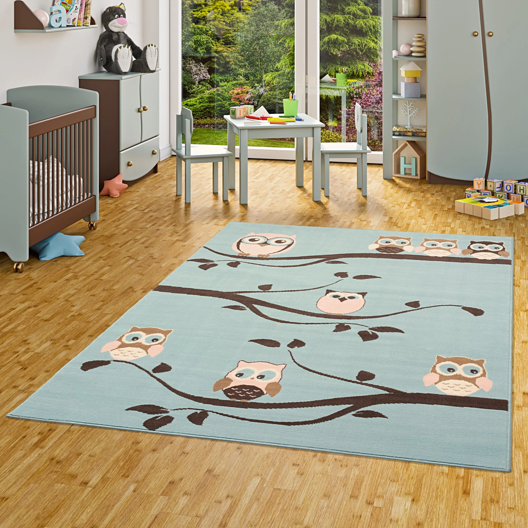 Pergamon Kinderteppich Trendline Eulen Pastell In Blau – Bild 5