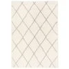 Pergamon Luxus Shaggy Teppich Silky Soft Modern Rauten In Creme