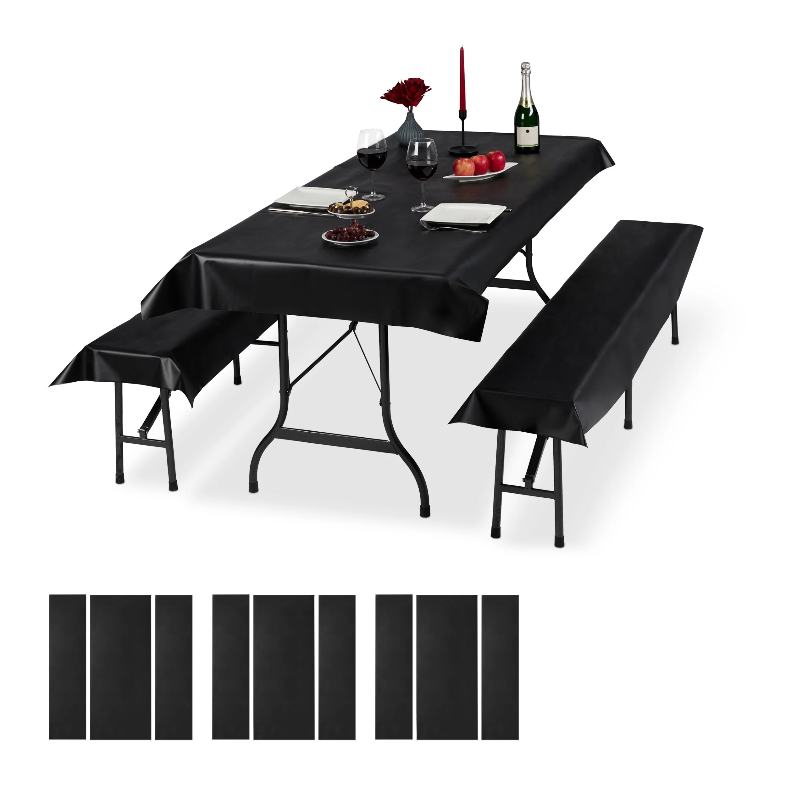 Relaxdays 12x Bierzeltgarnitur Auflage In Schwarz