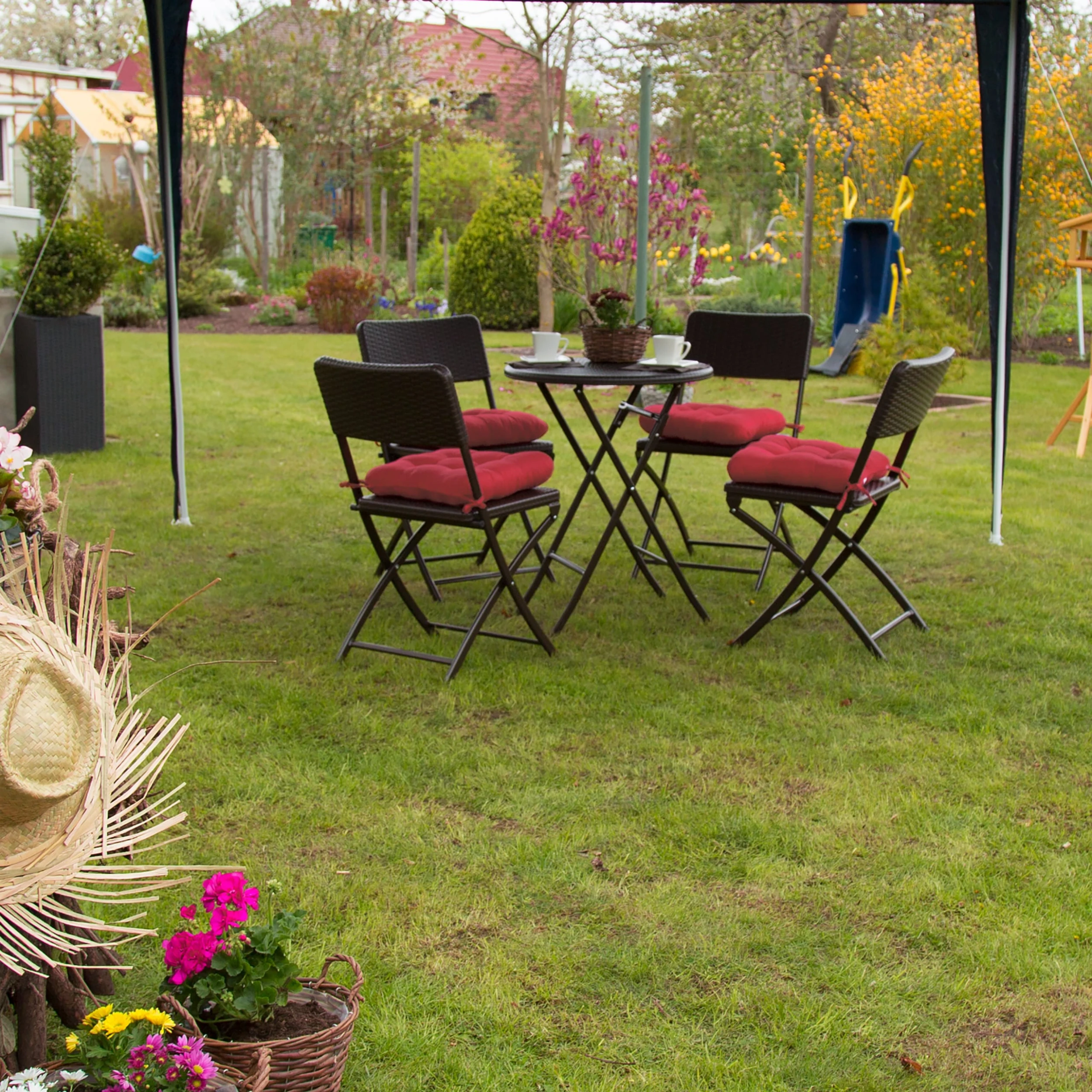 Relaxdays 4x Stuhlkissen In Rot - (B)36 X (T)36 Cm – Bild 2