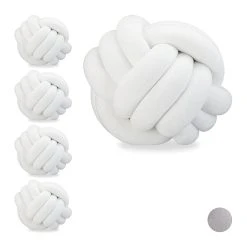 Relaxdays 5x Knotenkissen In White