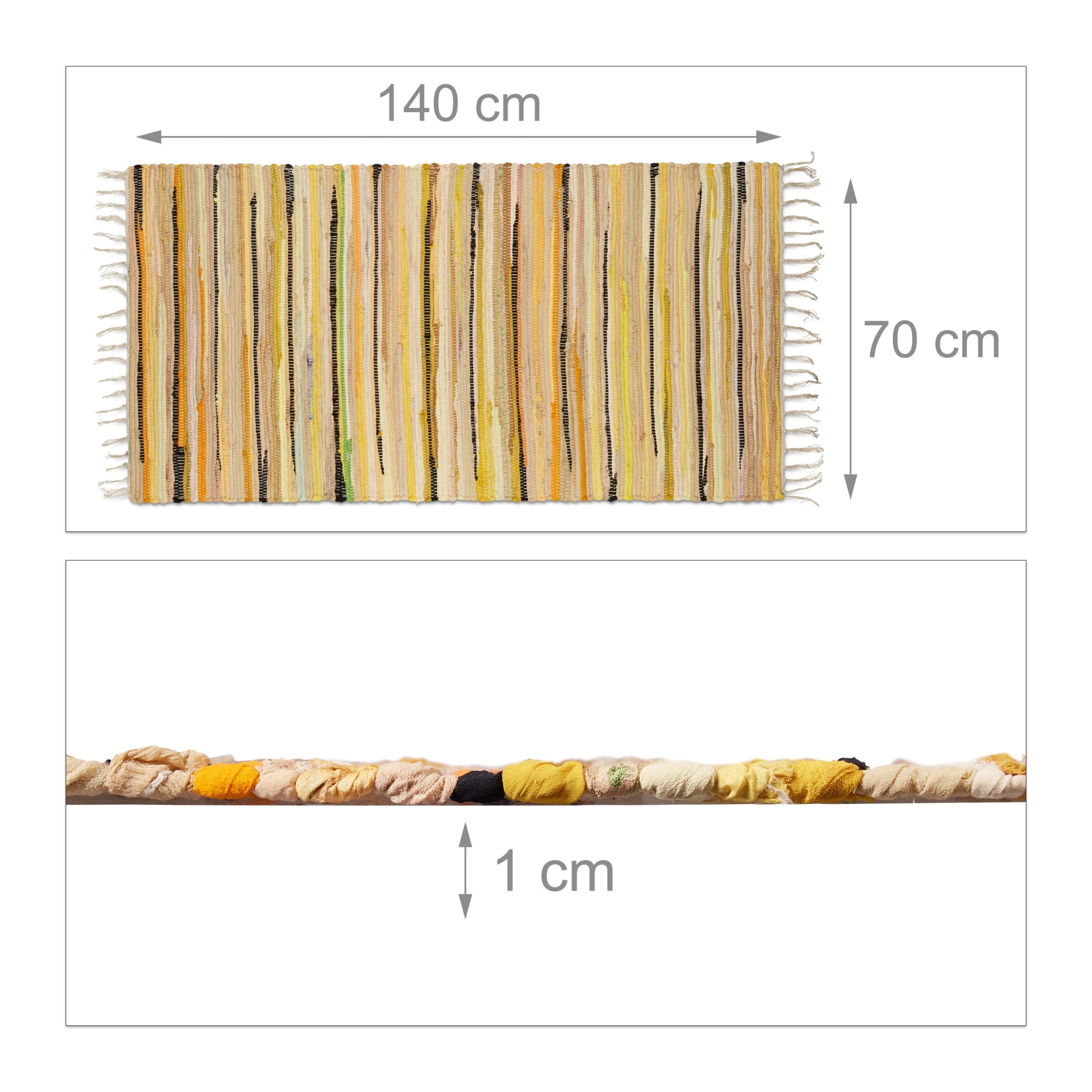 Relaxdays Flickenteppich In Gelb - (B)70 X (T)140 Cm – Bild 4