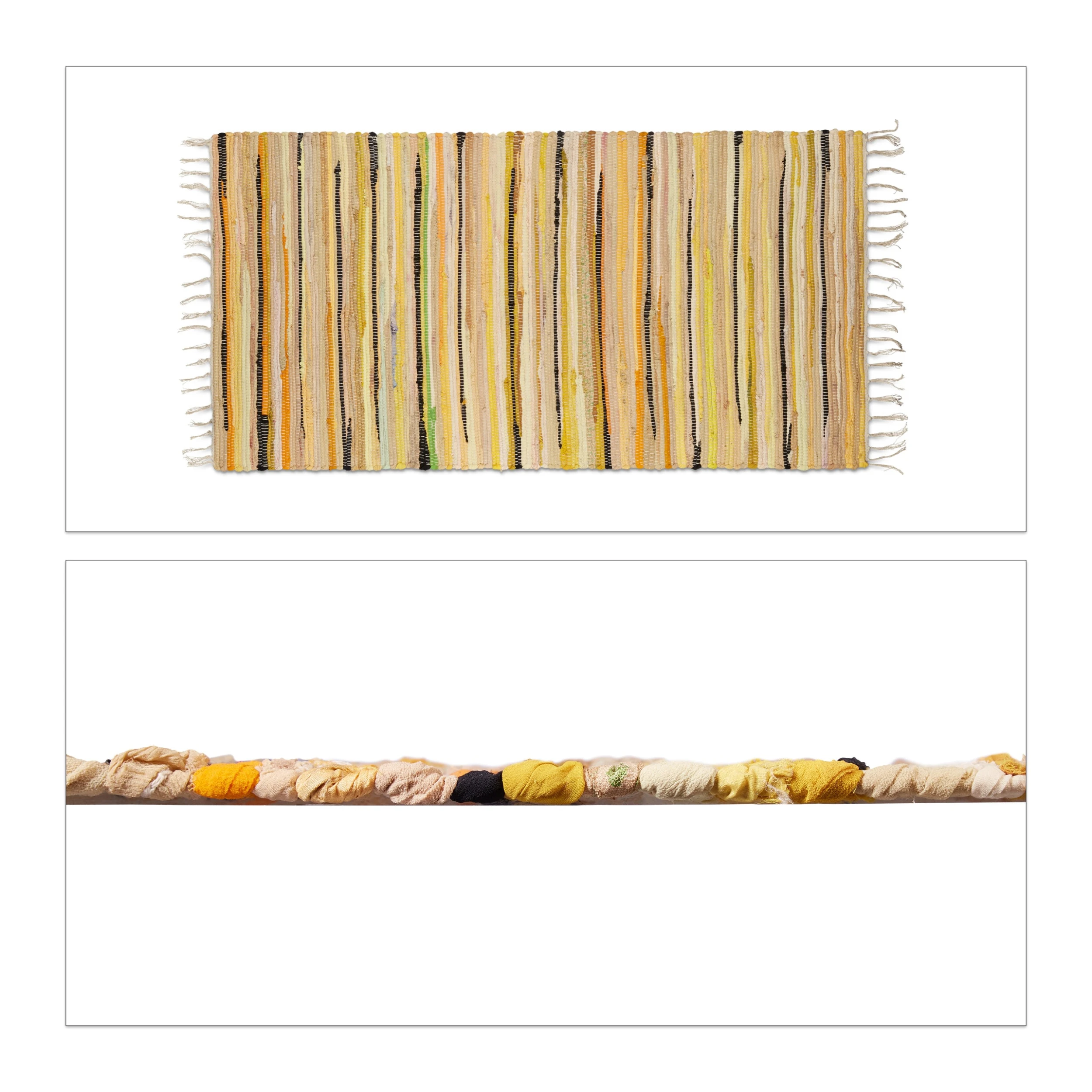 Relaxdays Flickenteppich In Gelb - (B)70 X (T)140 Cm