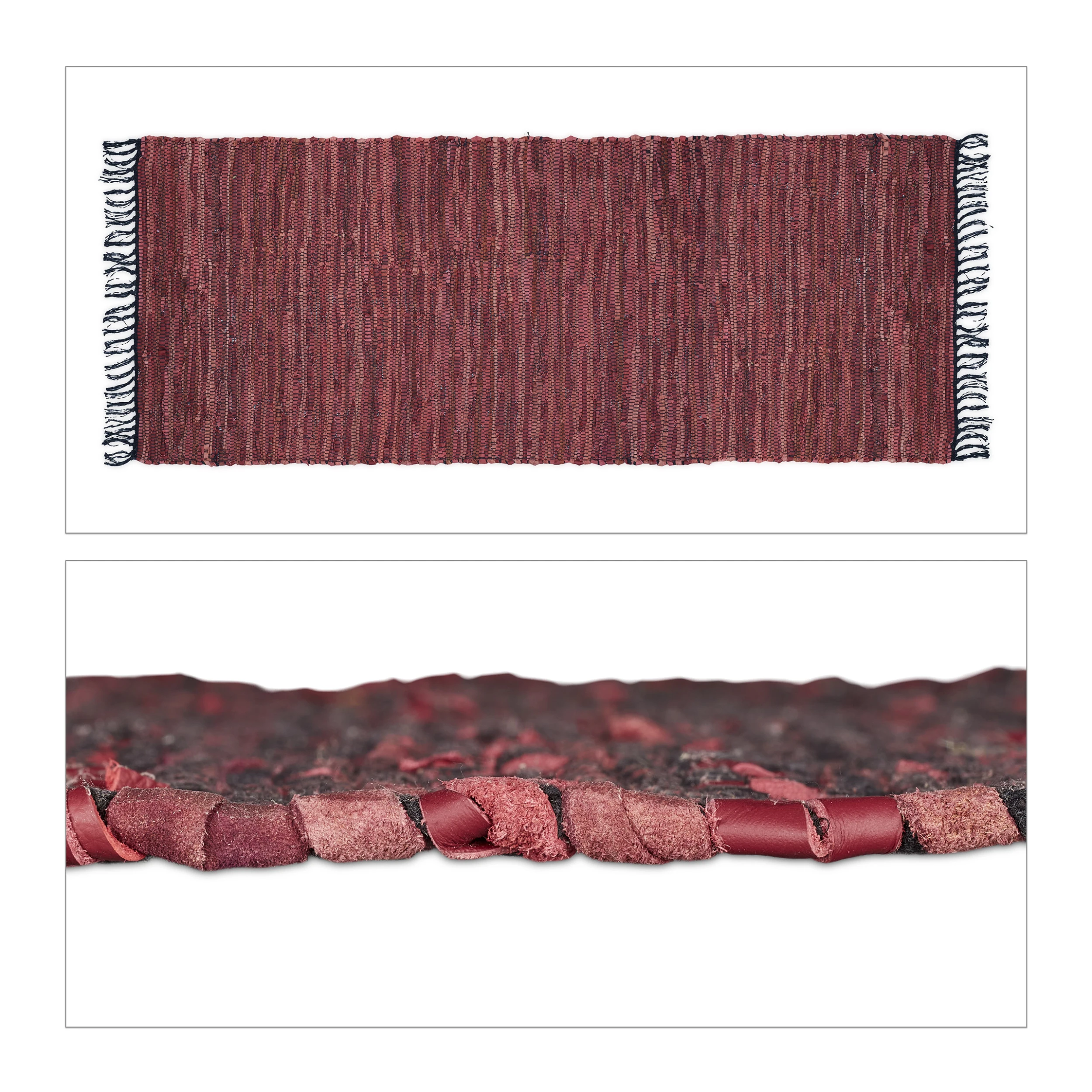 Relaxdays Flickenteppich In Rot - 80 X 200 Cm